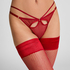Pończochy Samonośne Fishnet, Czerwony