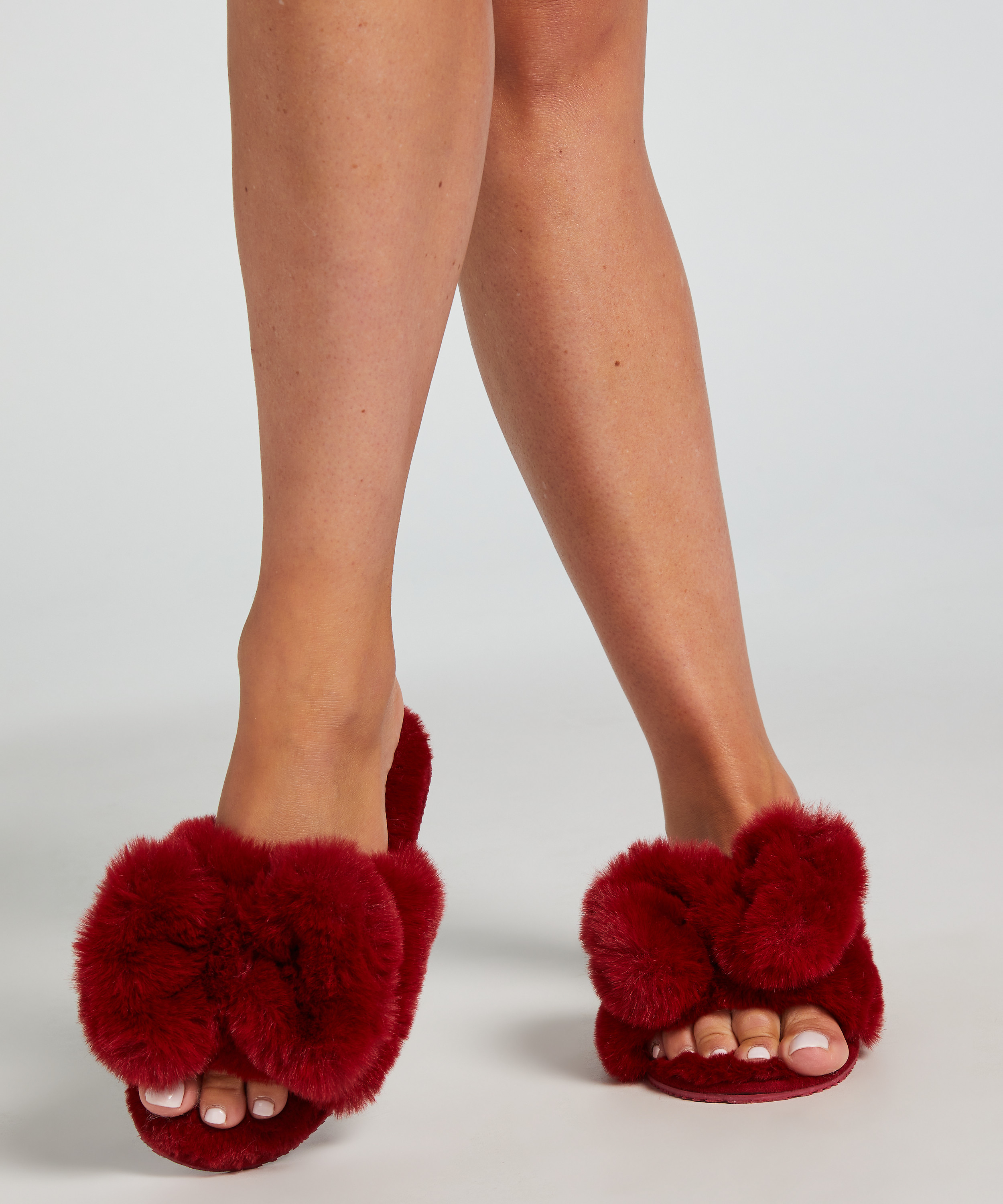 Kapcie Bow Fake Fur, Czerwony, main
