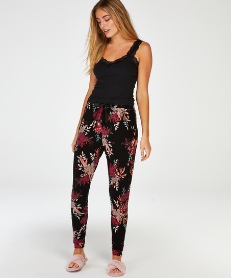 Rib lace cami top, Czarny