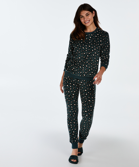 Long-Sleeved Fleece Top, Zielony