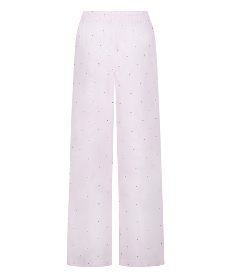 Spodnie bawełniane w paski i serca, Biały