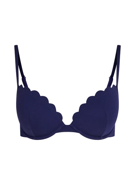 G&oacute;ra od bikini push-up z fiszbinami, z falowanym brzegiem, miseczki A &ndash; E, Niebieski
