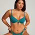 Majtki Bikini Wysoko Krojona Relief, Zielony