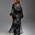 Lotus long chiffon kimono, Czarny