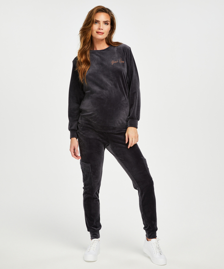 Aksamitny top ciążowy, Szary