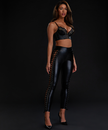 Legginsy ze sznurowaniem, Czarny