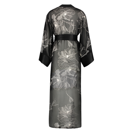 Lotus long chiffon kimono, Czarny