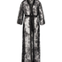 Długie kimono z koronką, Czarny