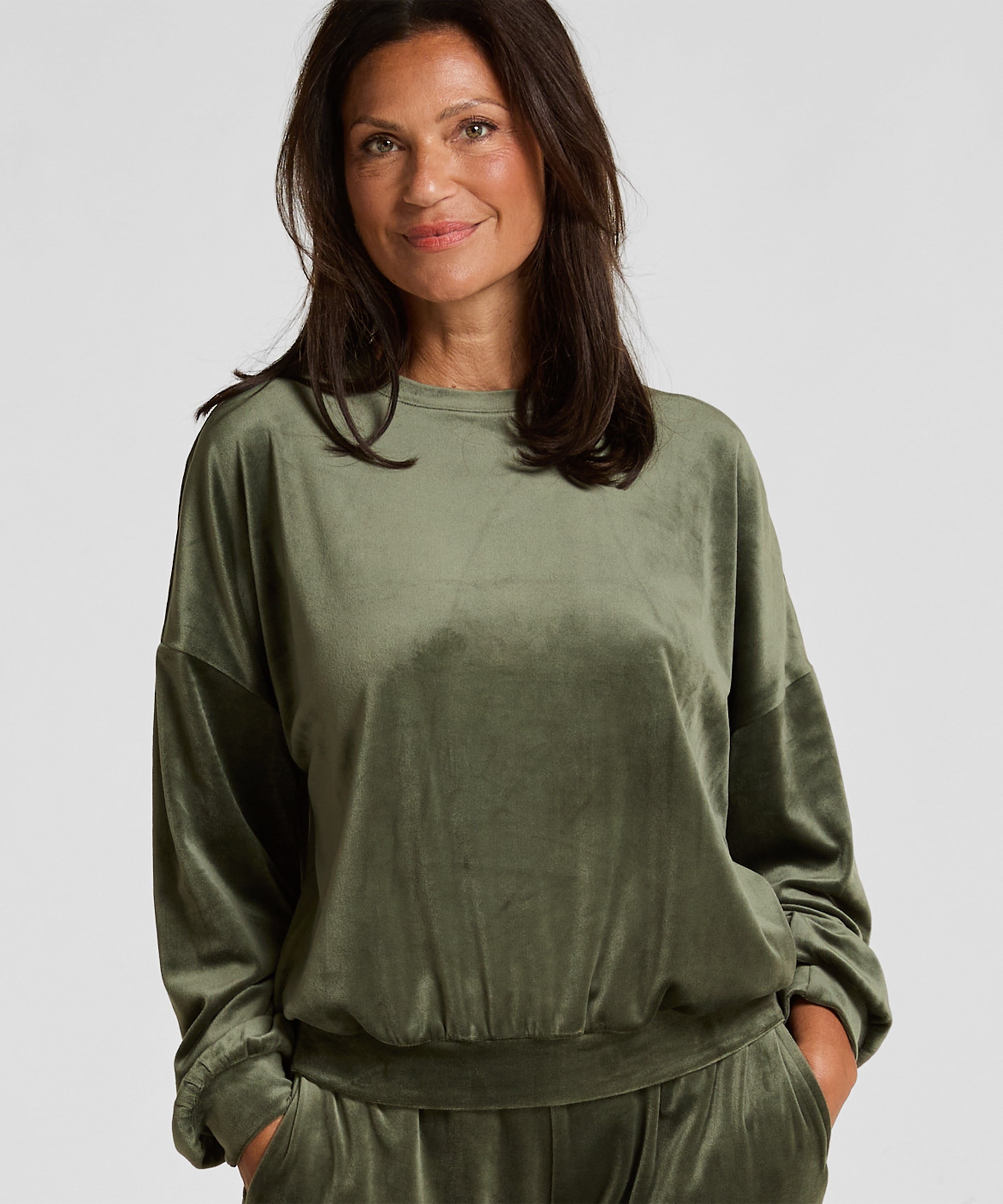 Welurowy top, Zielony, main