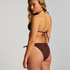 Majtki Bikini Cheeky Tanga Scallop Lurex, Brązowy
