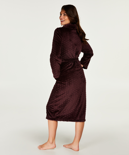 Long Fleece Bathrobe, Czerwony