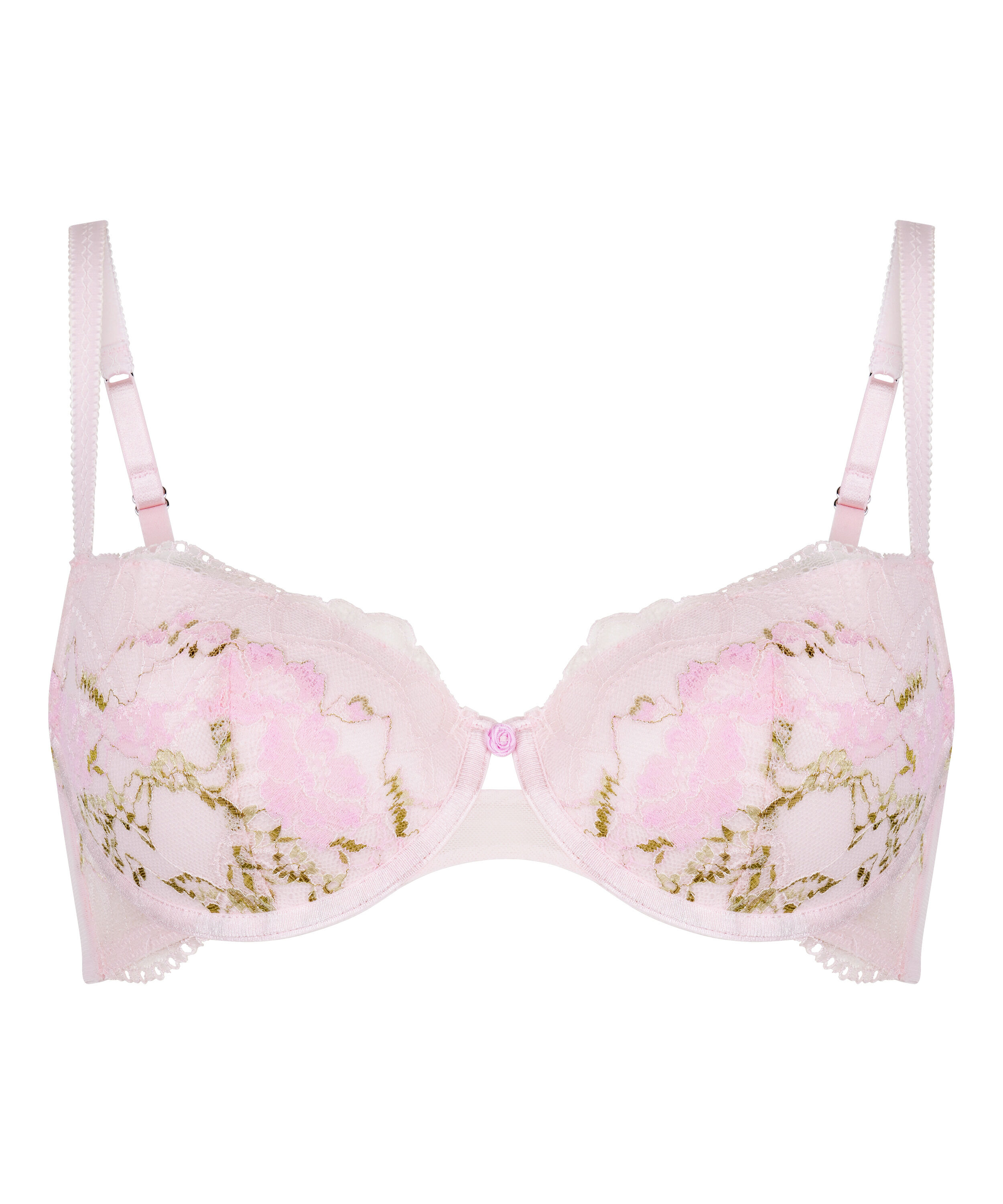 Biustonosz Miri z Fiszbinami i Wyści&oacute;łką &ndash; Romantyczna Koronka, R&oacute;żowy