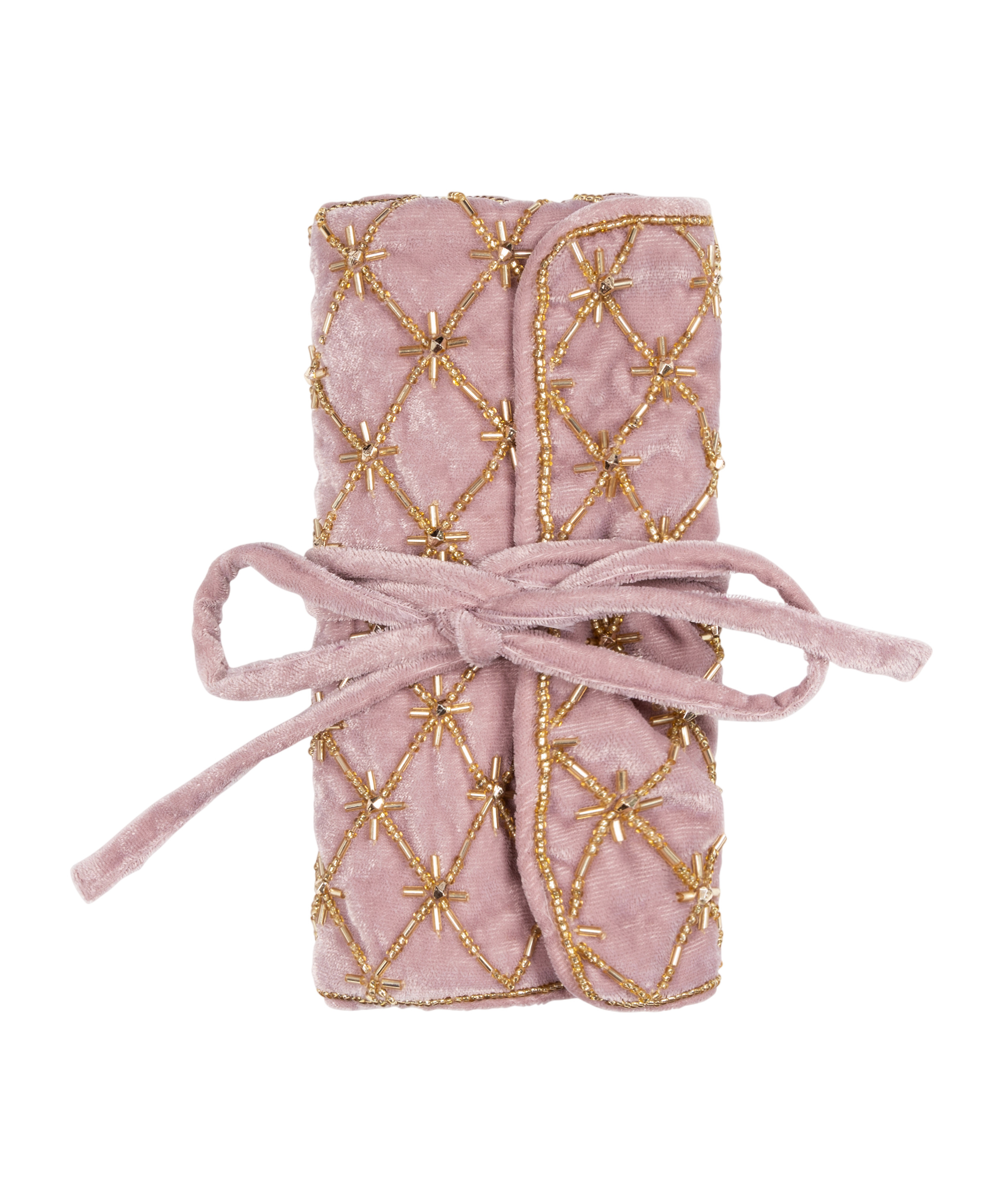 Worek na biżuterię z koralikami, R&oacute;żowy, main