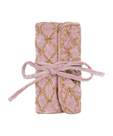 Worek na biżuterię z koralikami, R&oacute;żowy