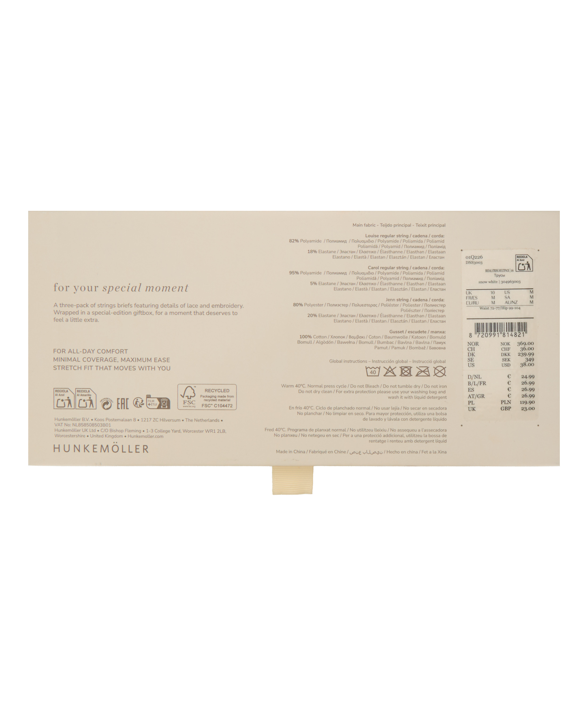 Bridal Stringi Multipack, Biały, main