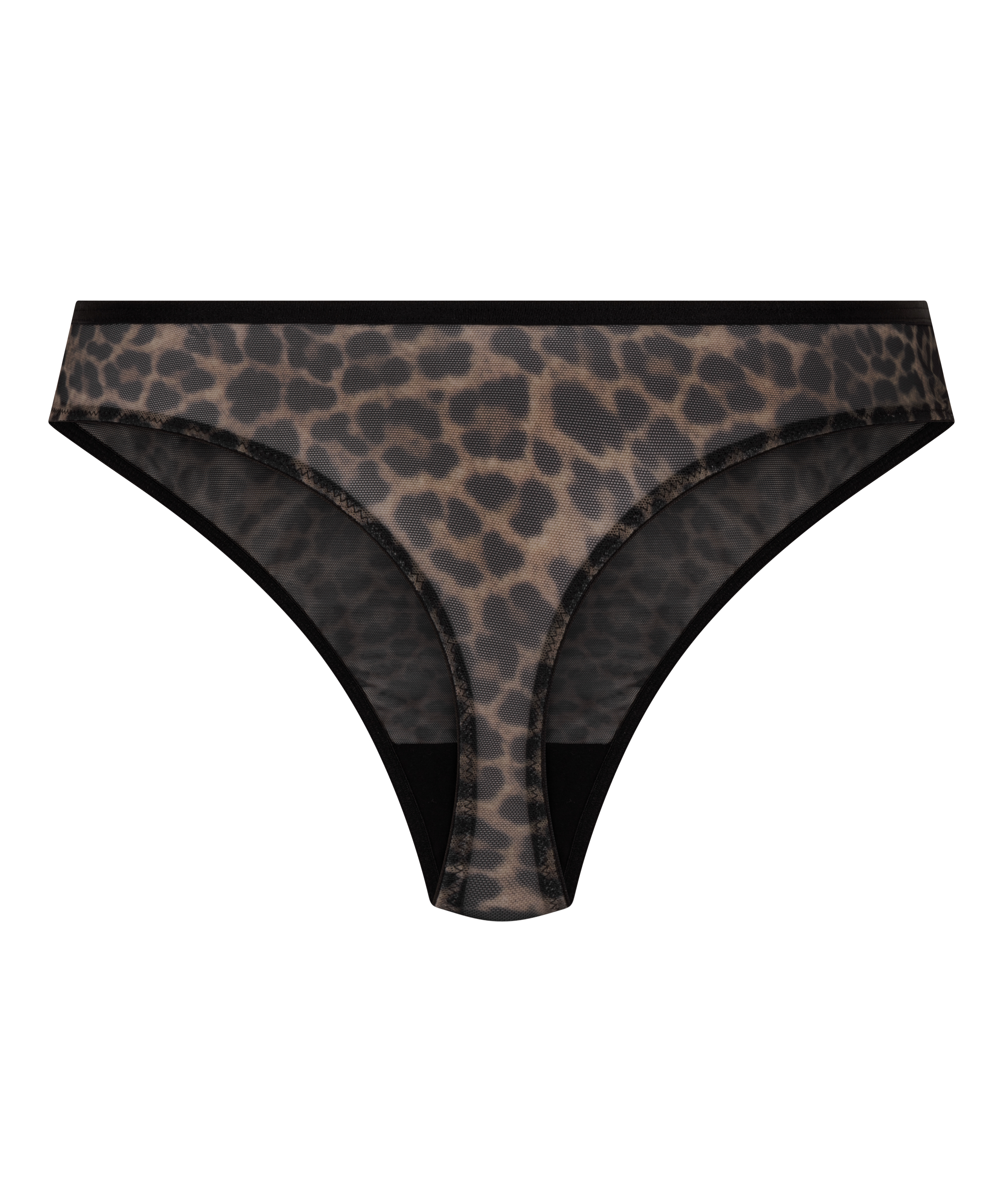 Wysoko wycięty string Leopard Tara, Czarny, main