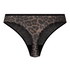 Wysoko wycięty string Leopard Tara, Czarny