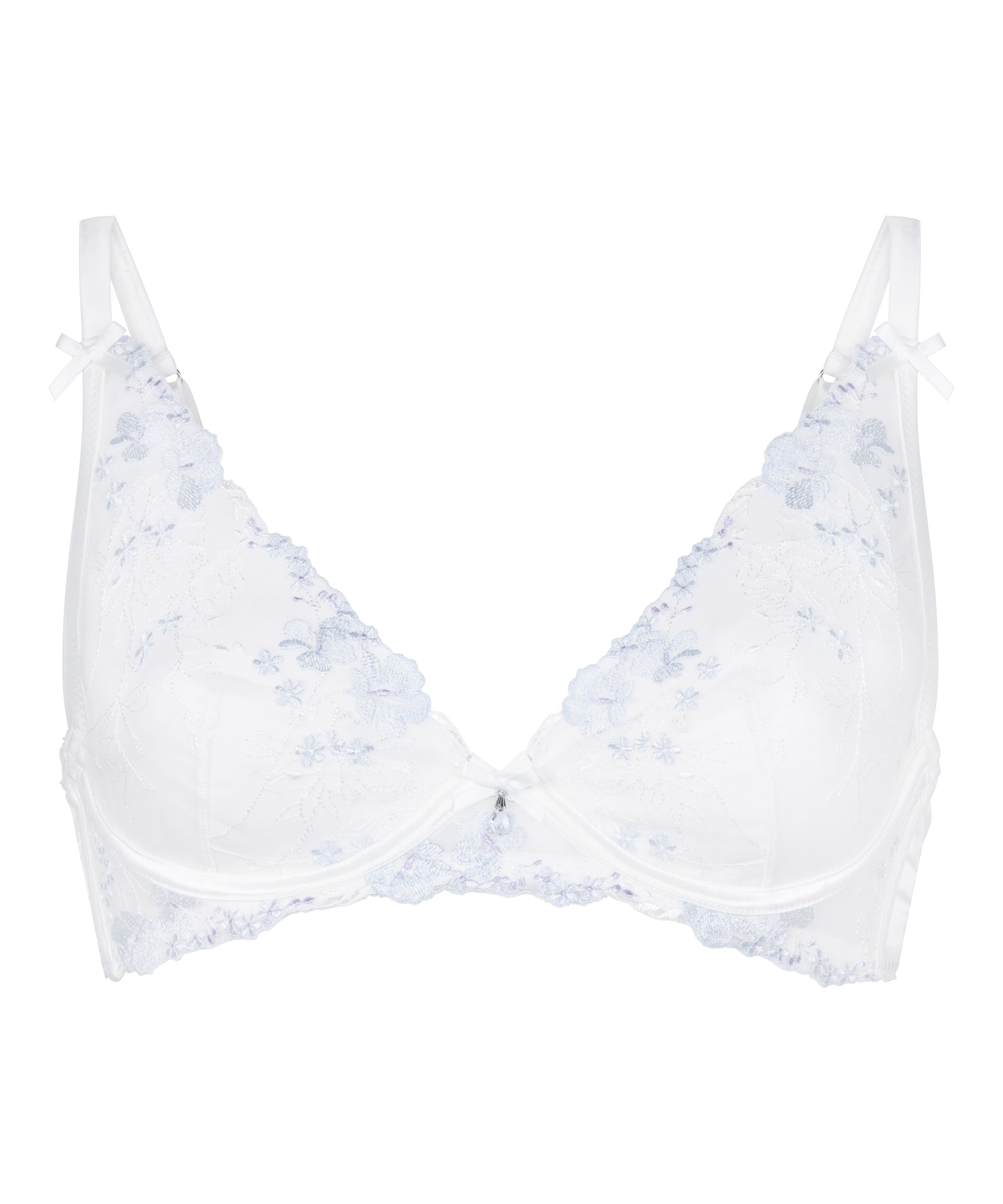 Biustonosz Longline z Fiszbinami Bez Wyści&oacute;łki Peonie, Biały, main