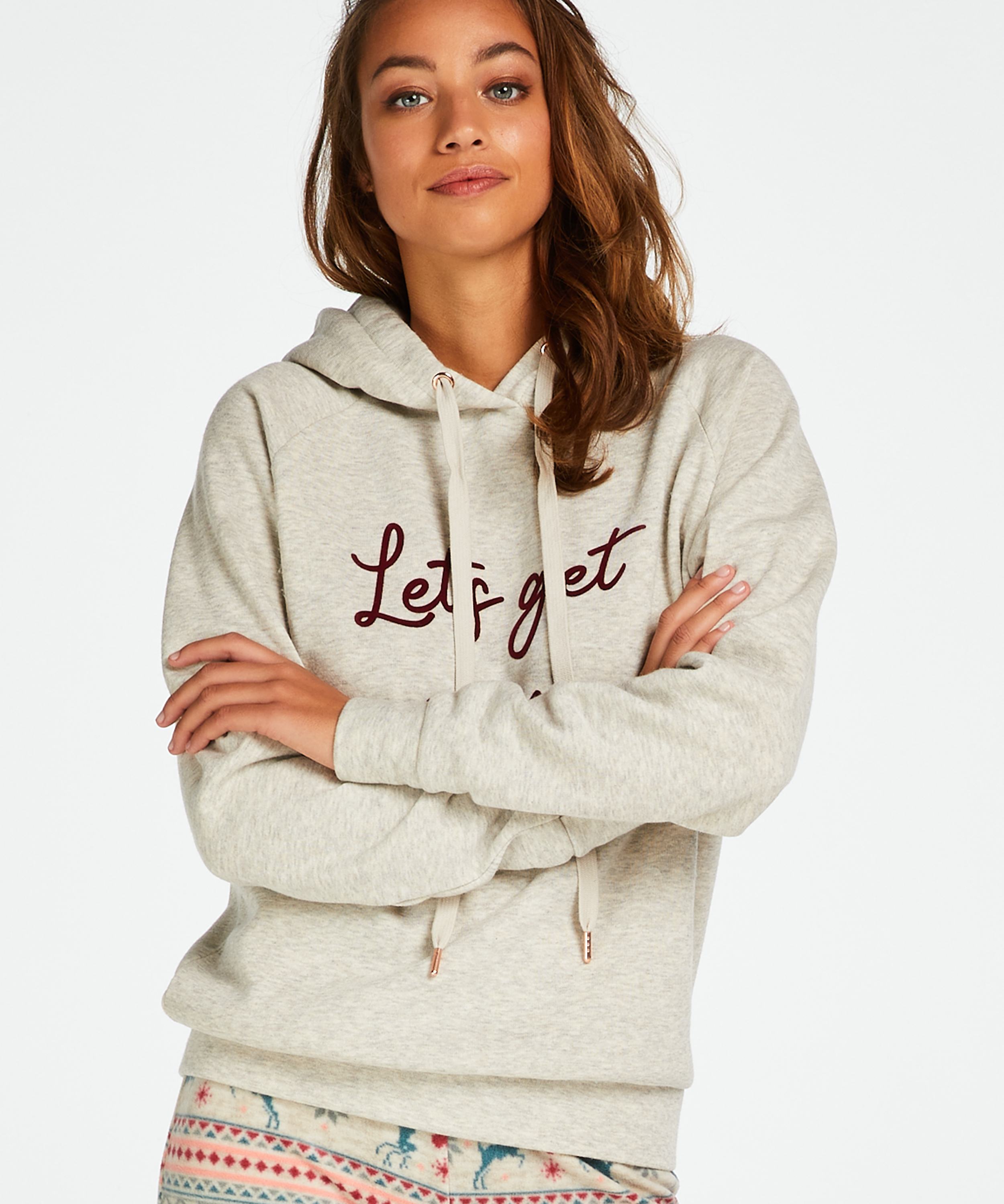 Bluza z kapturem i długim rękawem, Beżowy, main