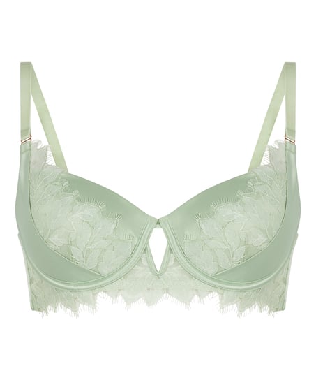 Biustonosz Malou z Fiszbinami i Wyści&oacute;łką - Luksusowa Koronka, Zielony