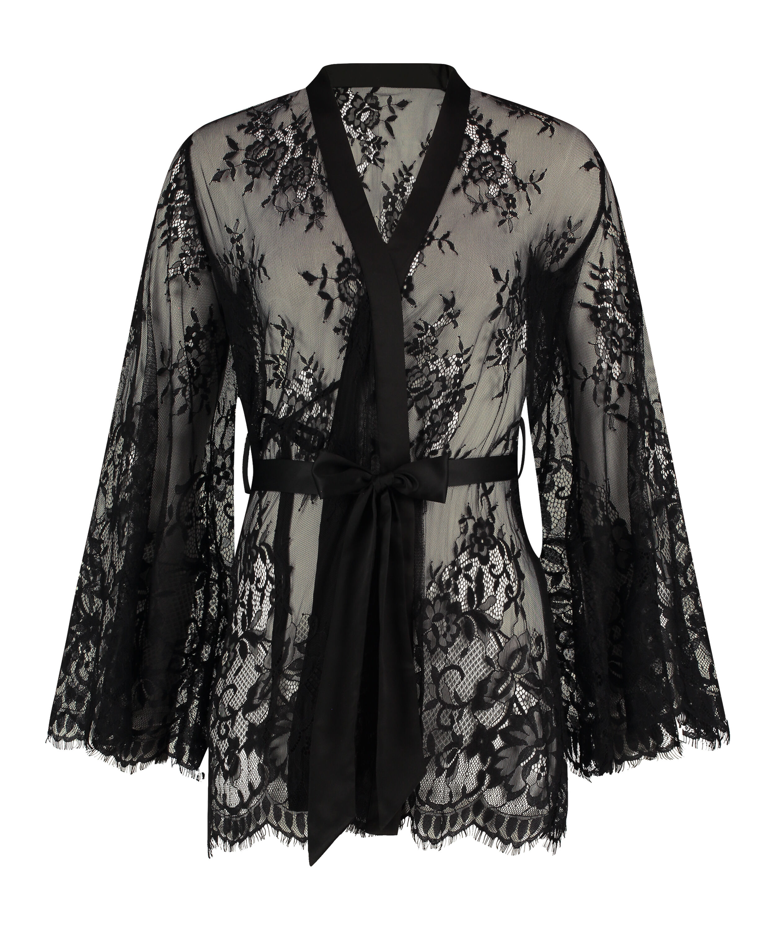 Kimono z koronką Isabelle, Czarny