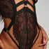Body z otwartym krokiem Ginger Private, Czarny