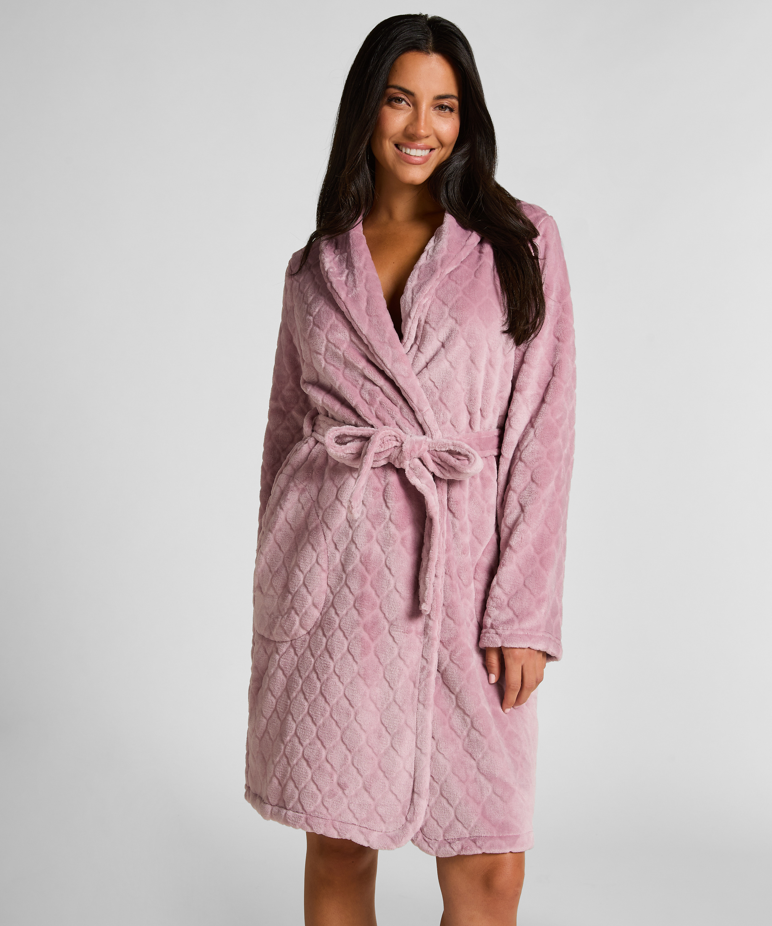 Kr&oacute;tki szlafrok fleece, Fioletowy, main