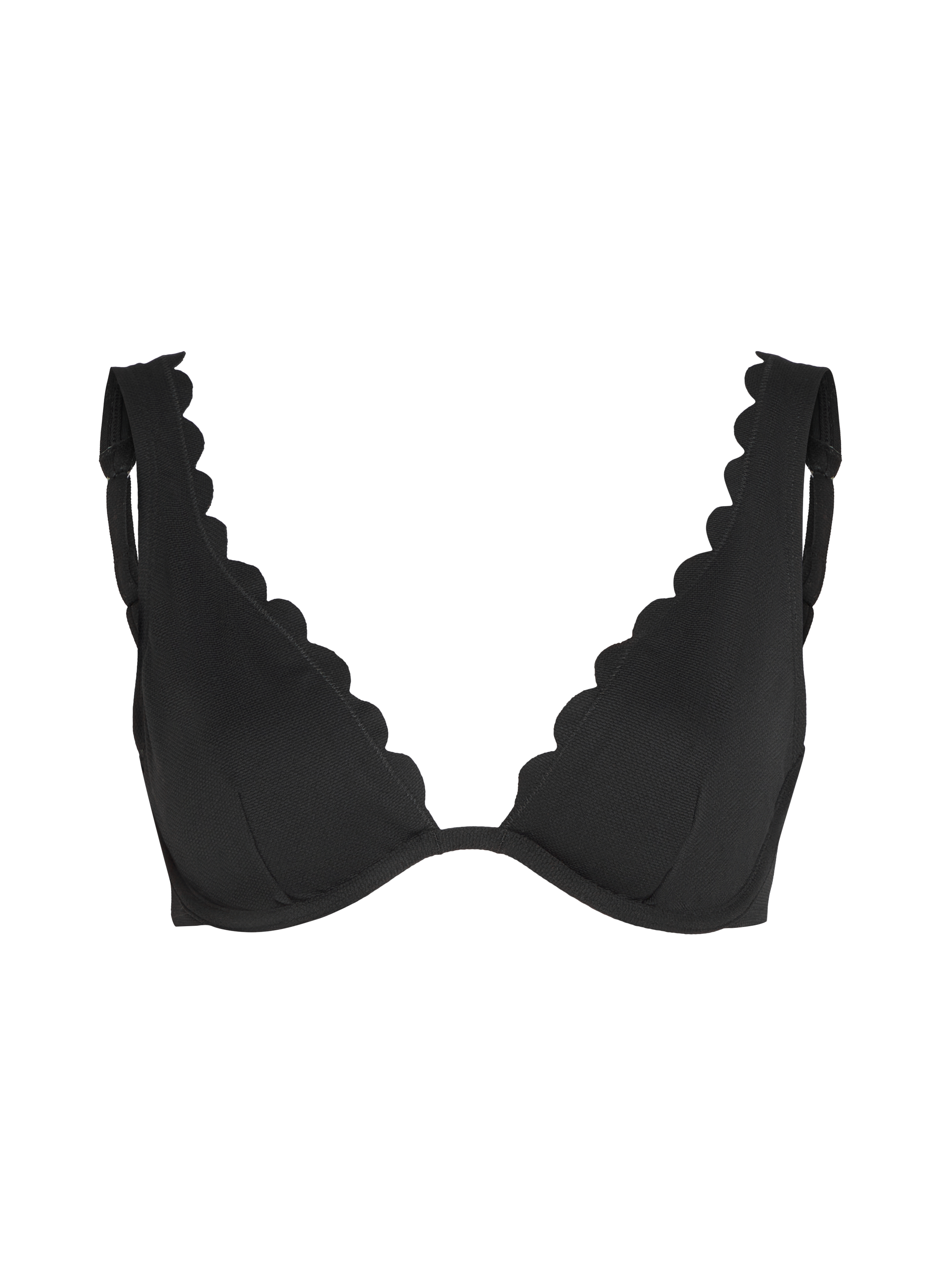 Scallop biustonosz bikini bez wkładek z fiszbinami, Czarny, main