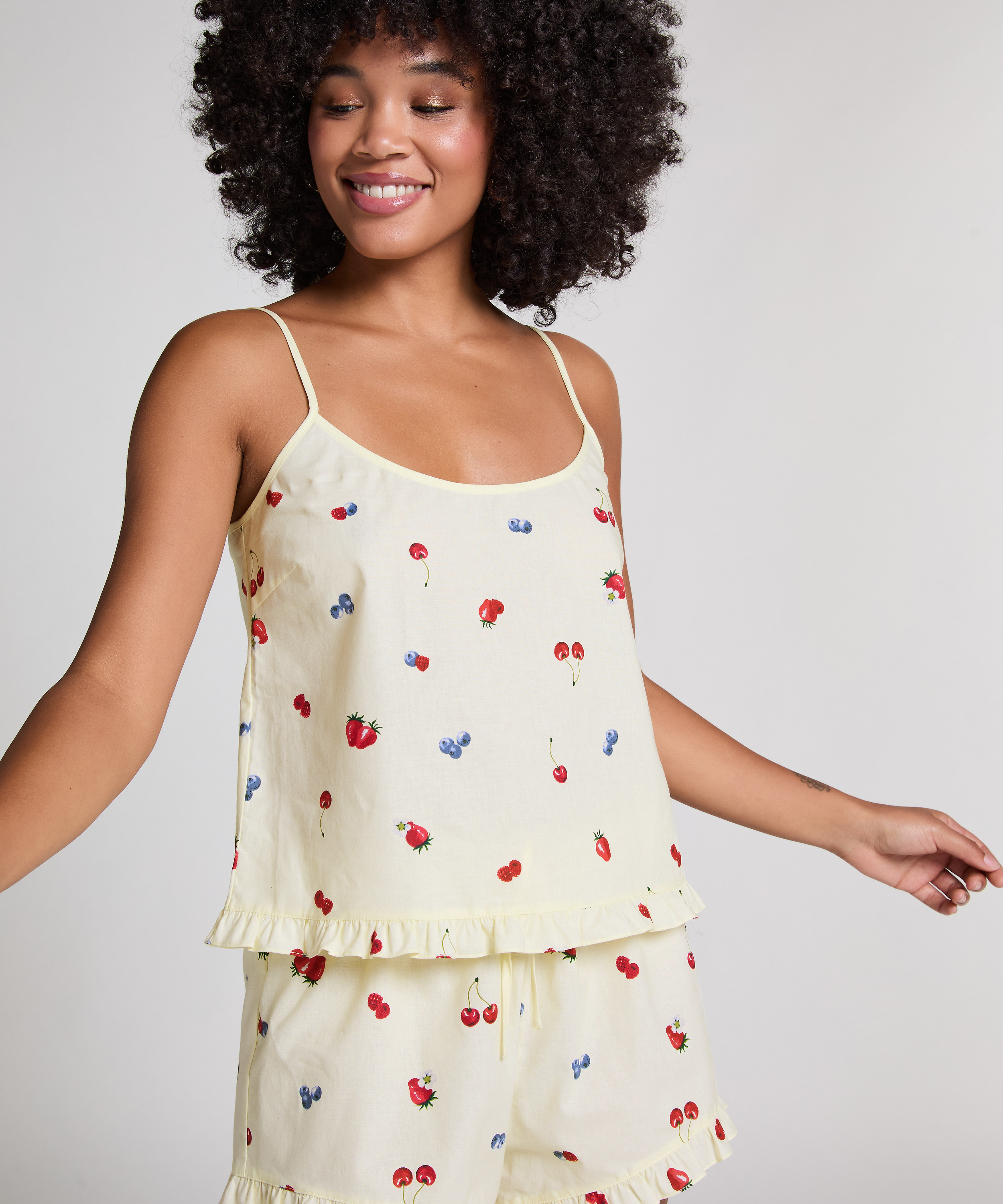 Tkany top na ramiączkach, Ż&oacute;łty, main