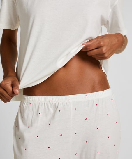 Zestaw piżamowy bawełniany z nadrukiem, Biały