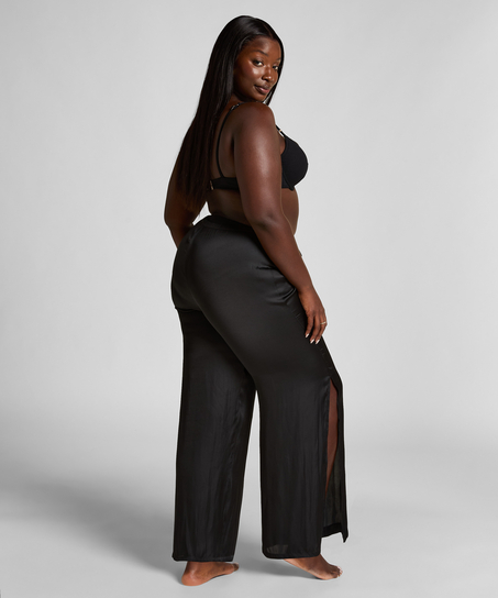 Satynowe spodnie plażowe, Czarny