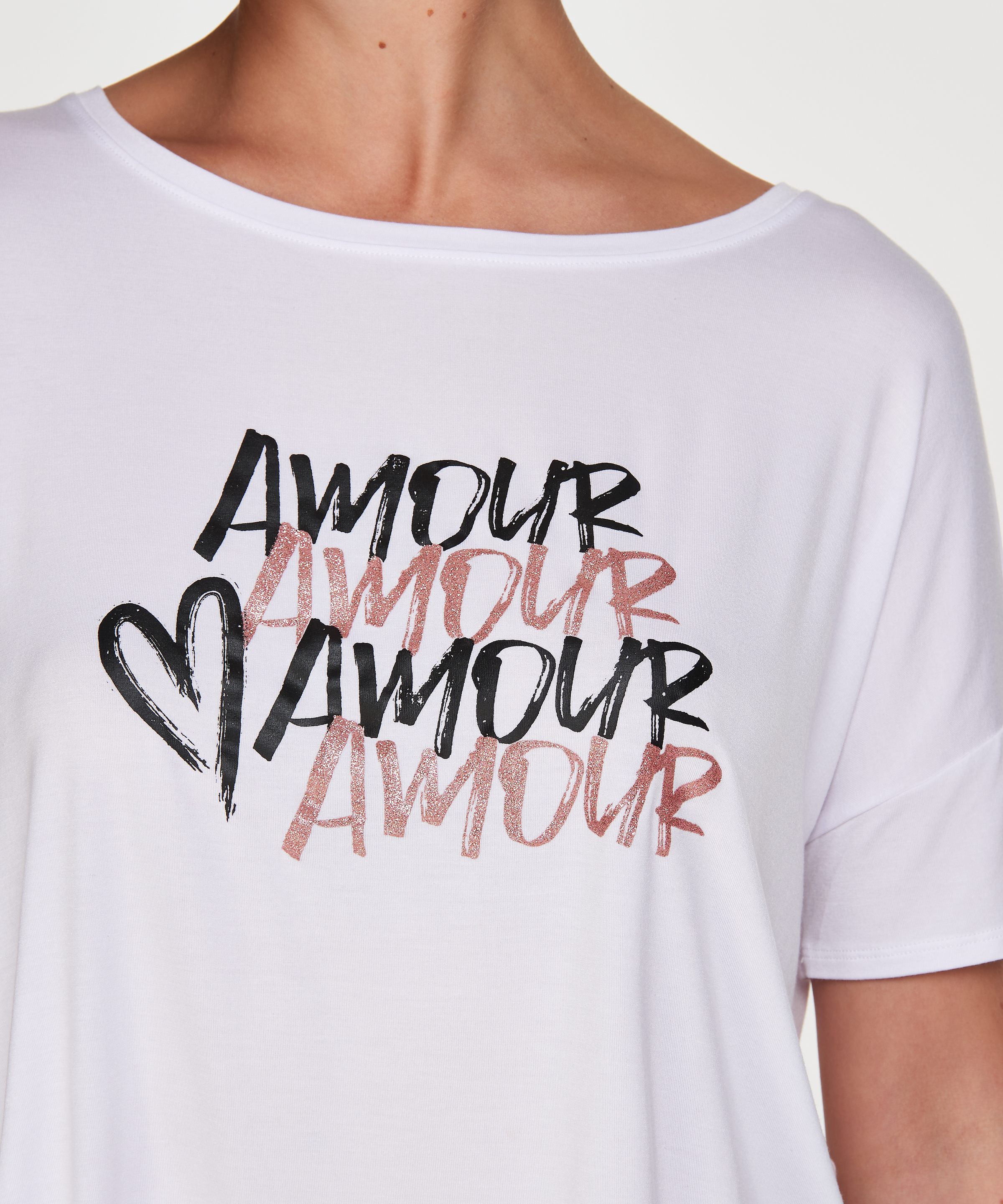 Piżama z szortami, Biały, main