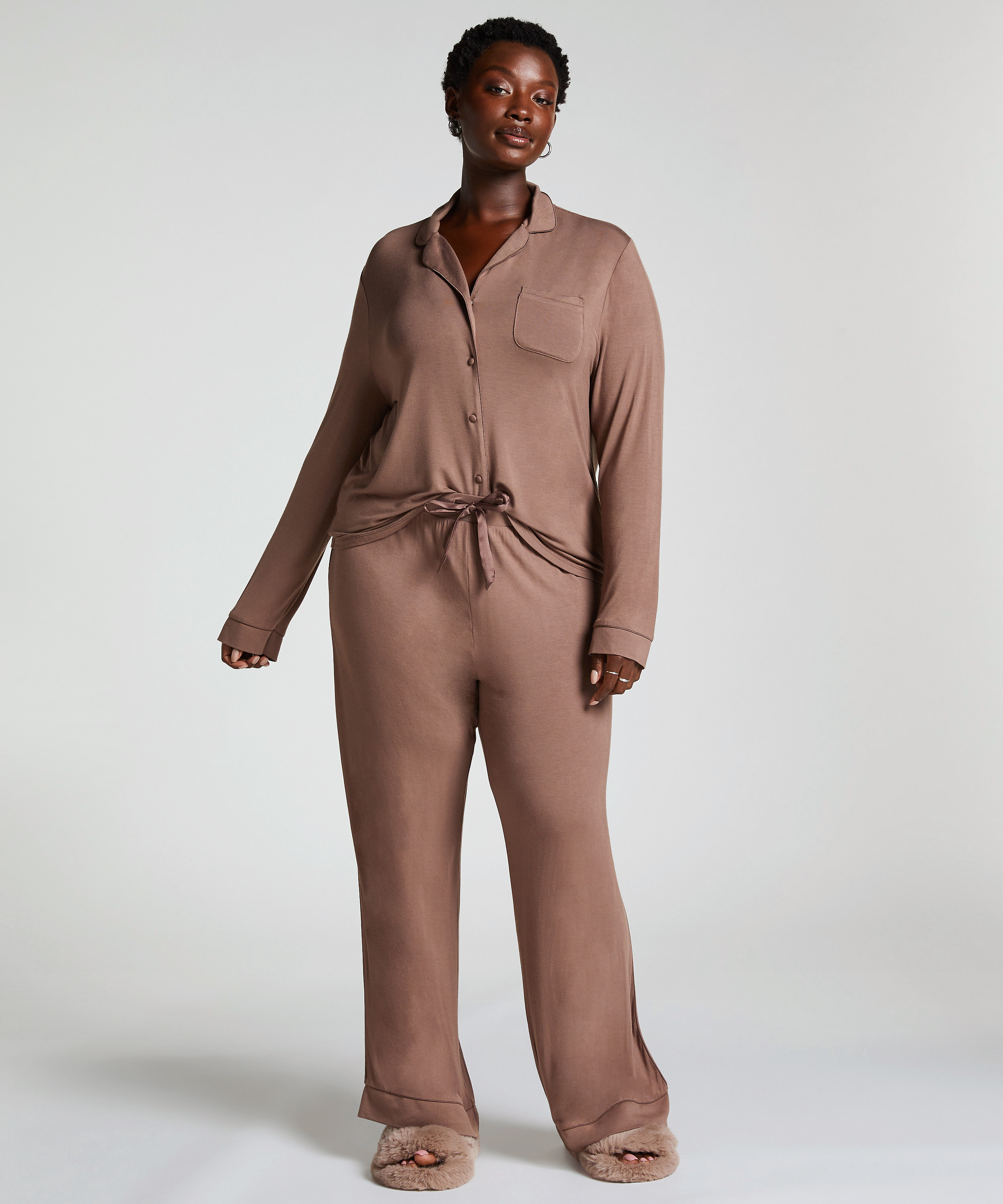 Spodnie Essential z dżerseju, Brązowy, main