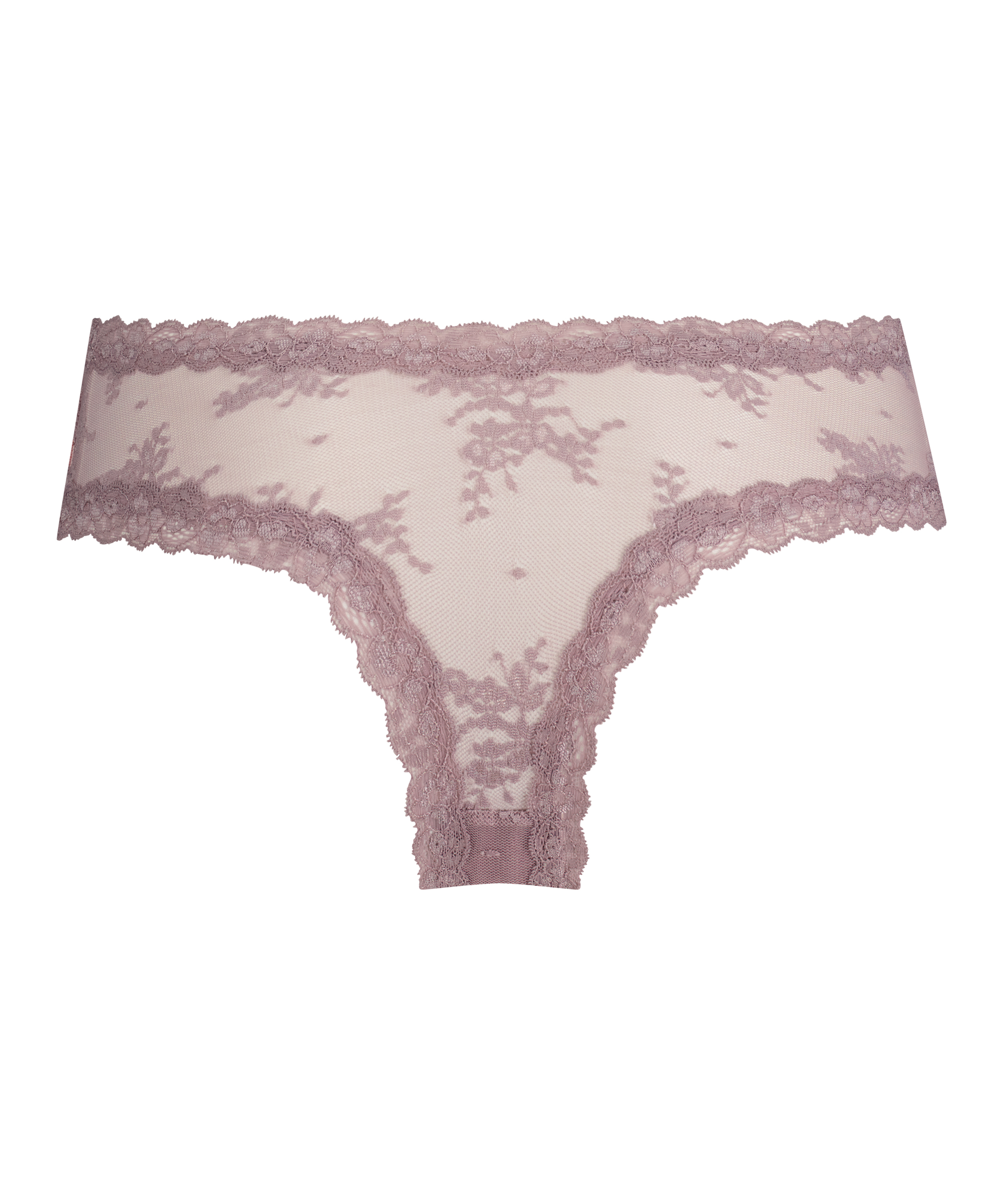 Floral Mesh V-shaped Brazilian Knickers, Fioletowy, main