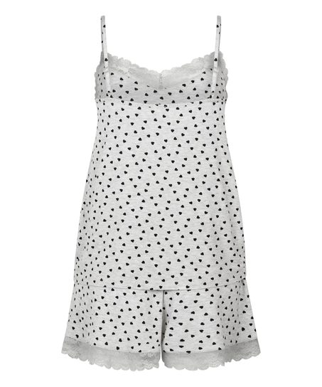 Piżama z szortami i topem na ramiączkach, Szary