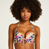 Usztywniany top bikini z fiszbinami Leopard, Biały