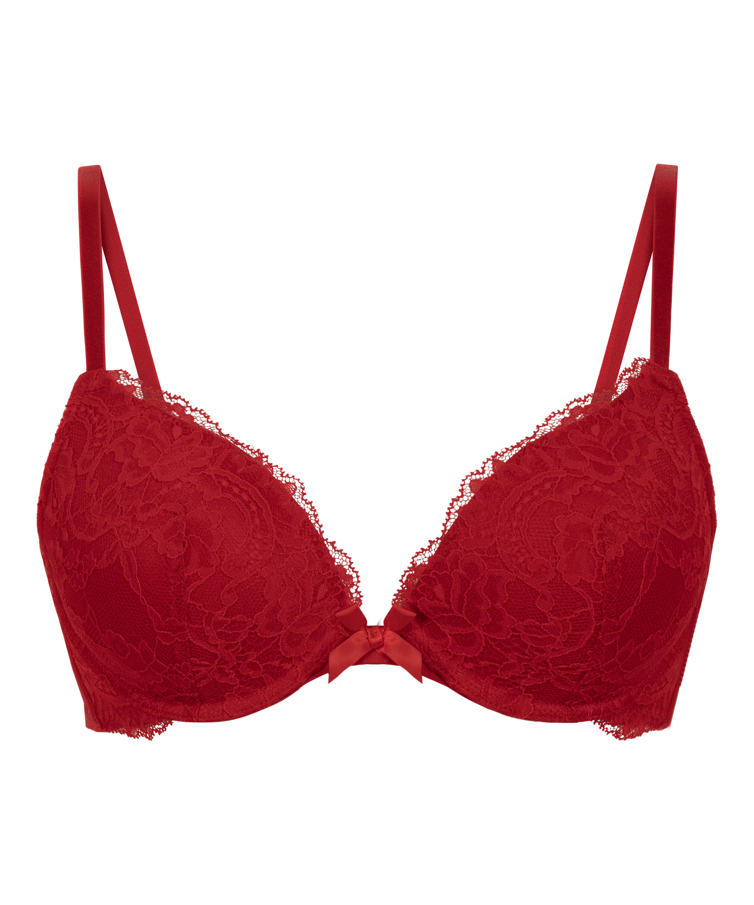 Biustonosz usztywniany push-up z fiszbinami Teddy, Czerwony