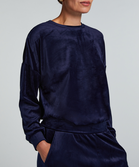 Welurowy top, Niebieski