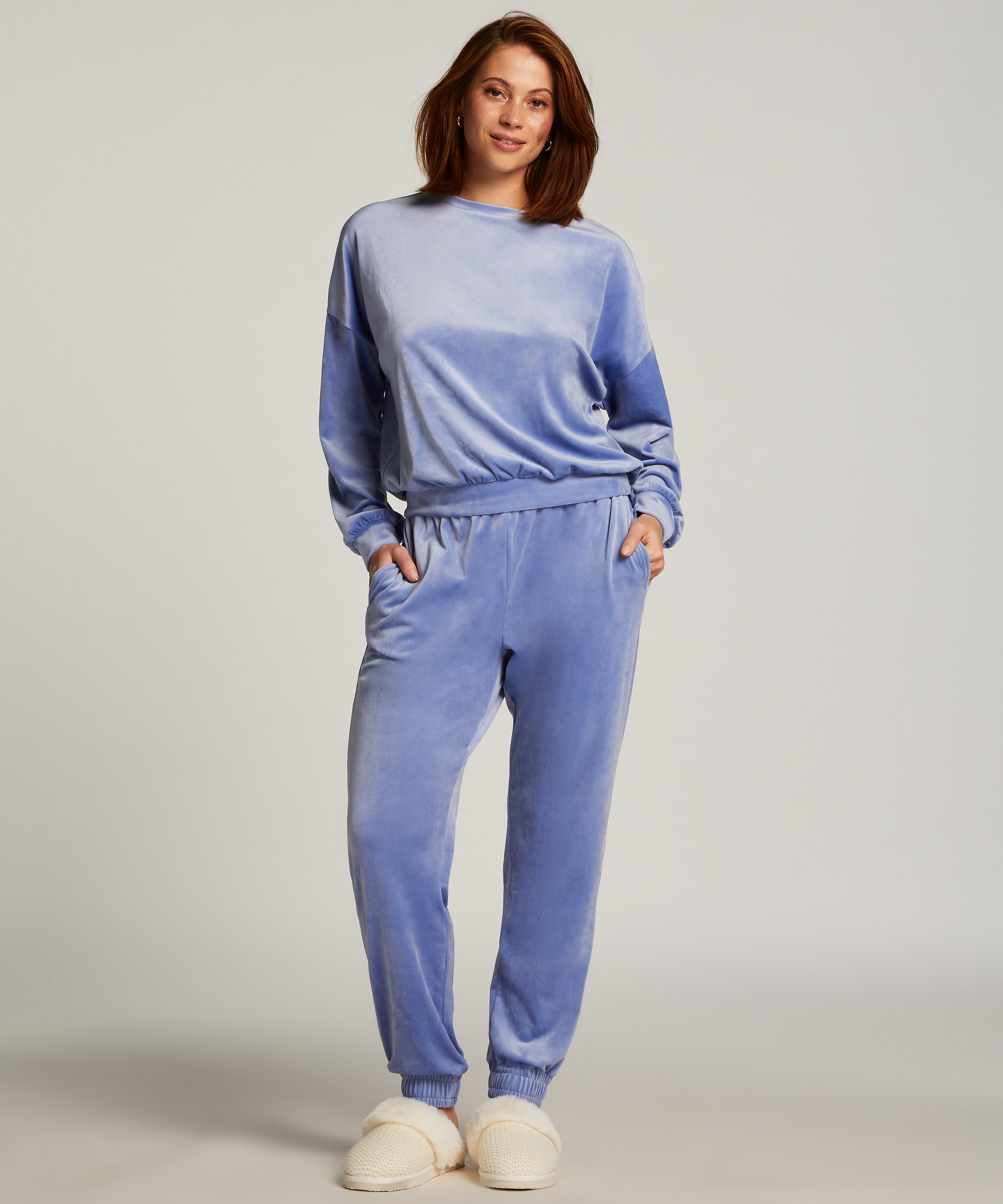 Welurowy top, Niebieski, main