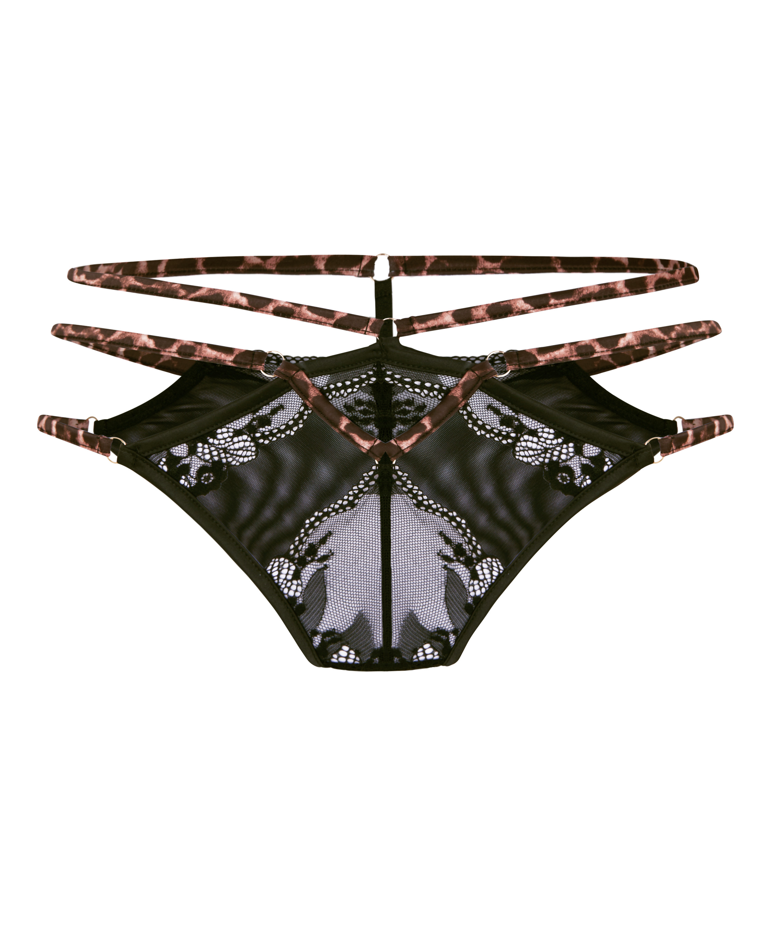 Brazylijskie Stringi z Otwartym Krokiem Tasha, Czarny, main