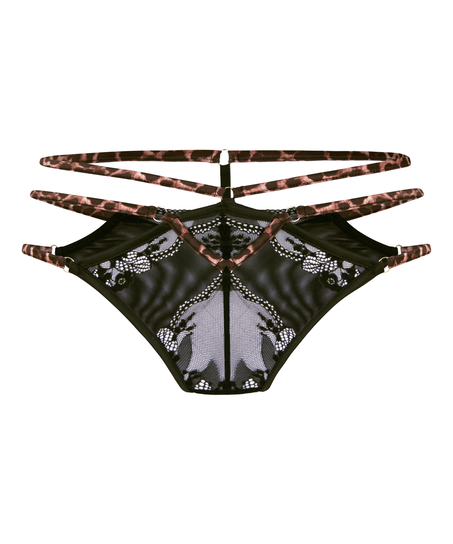 Brazylijskie Stringi z Otwartym Krokiem Tasha, Czarny