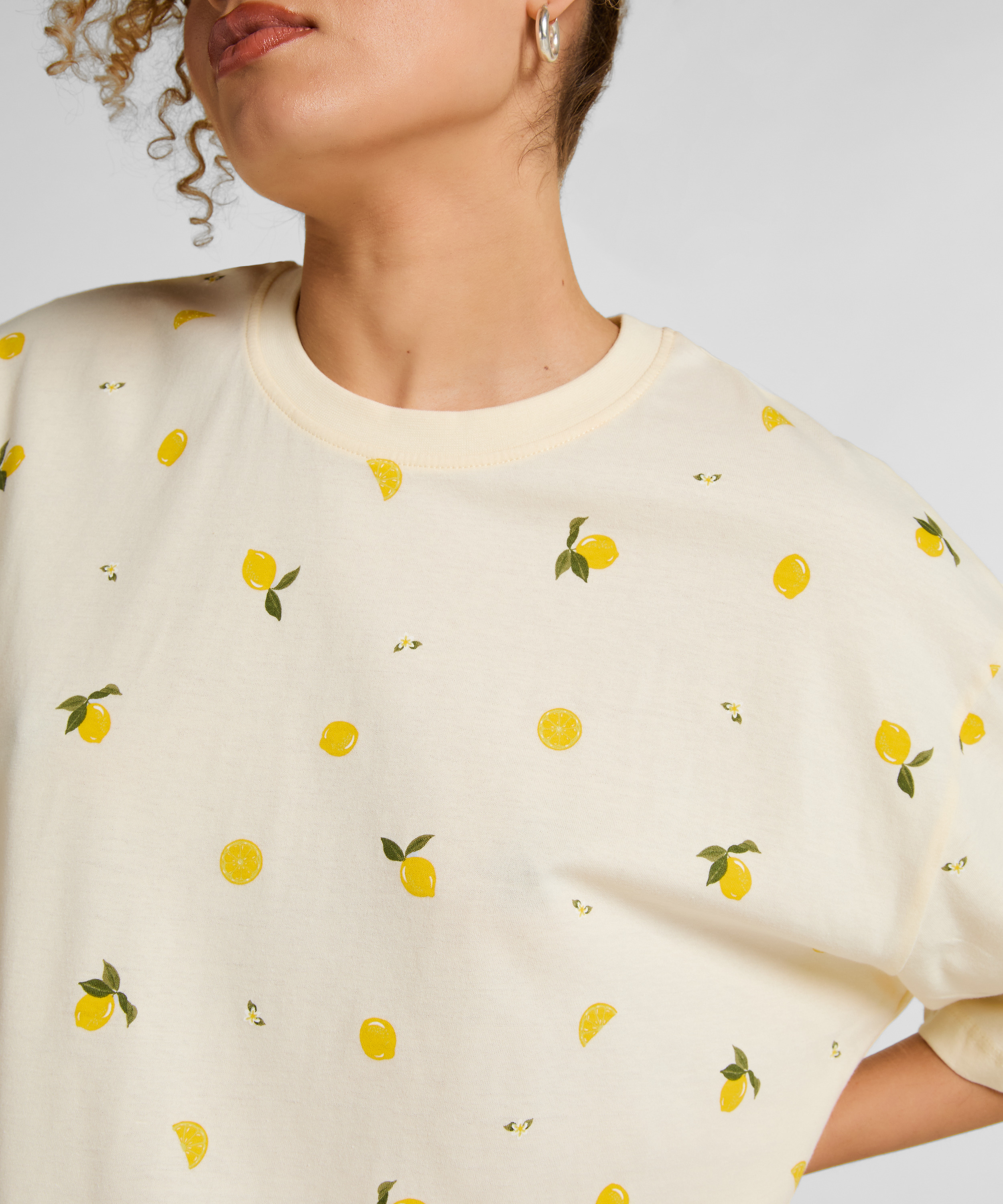 Koszula nocna z okrągłym dekoltem, Biały, main