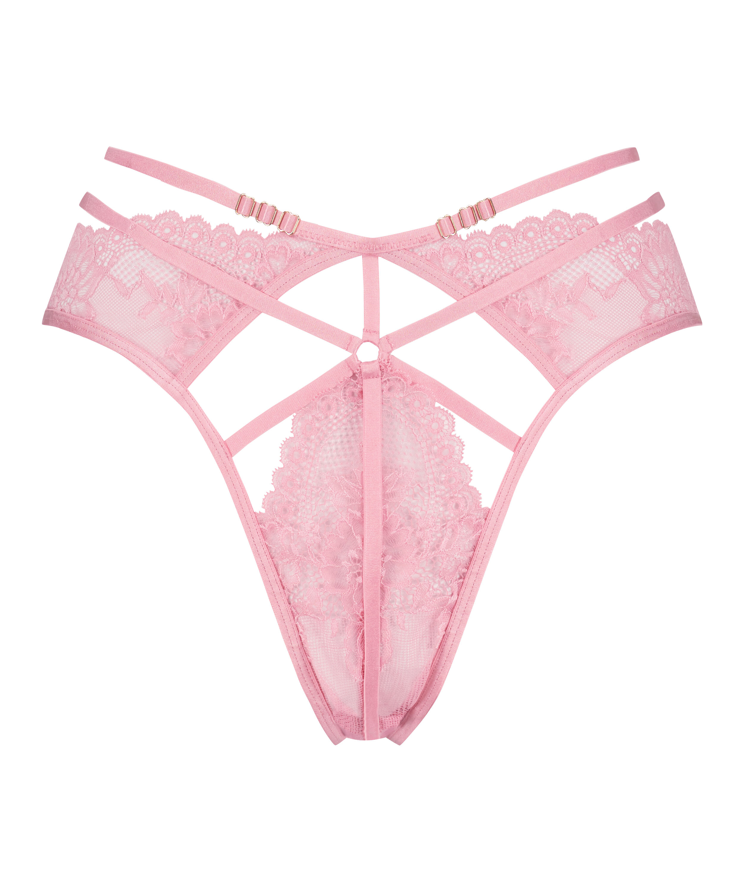 Wysoko wycięte brazyliany z odkrytym kroczem Roxanne, R&oacute;żowy