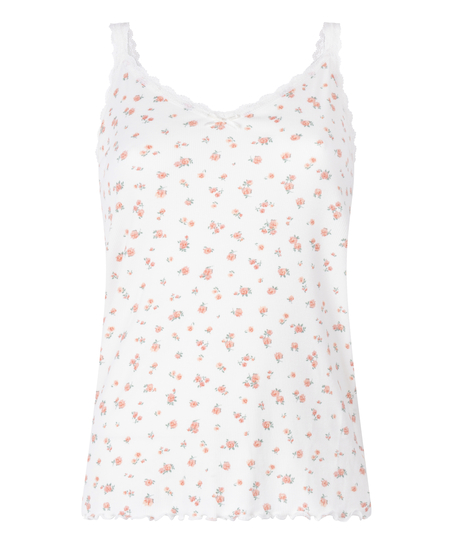 Prążkowana koszulka na ramiączkach, Biały