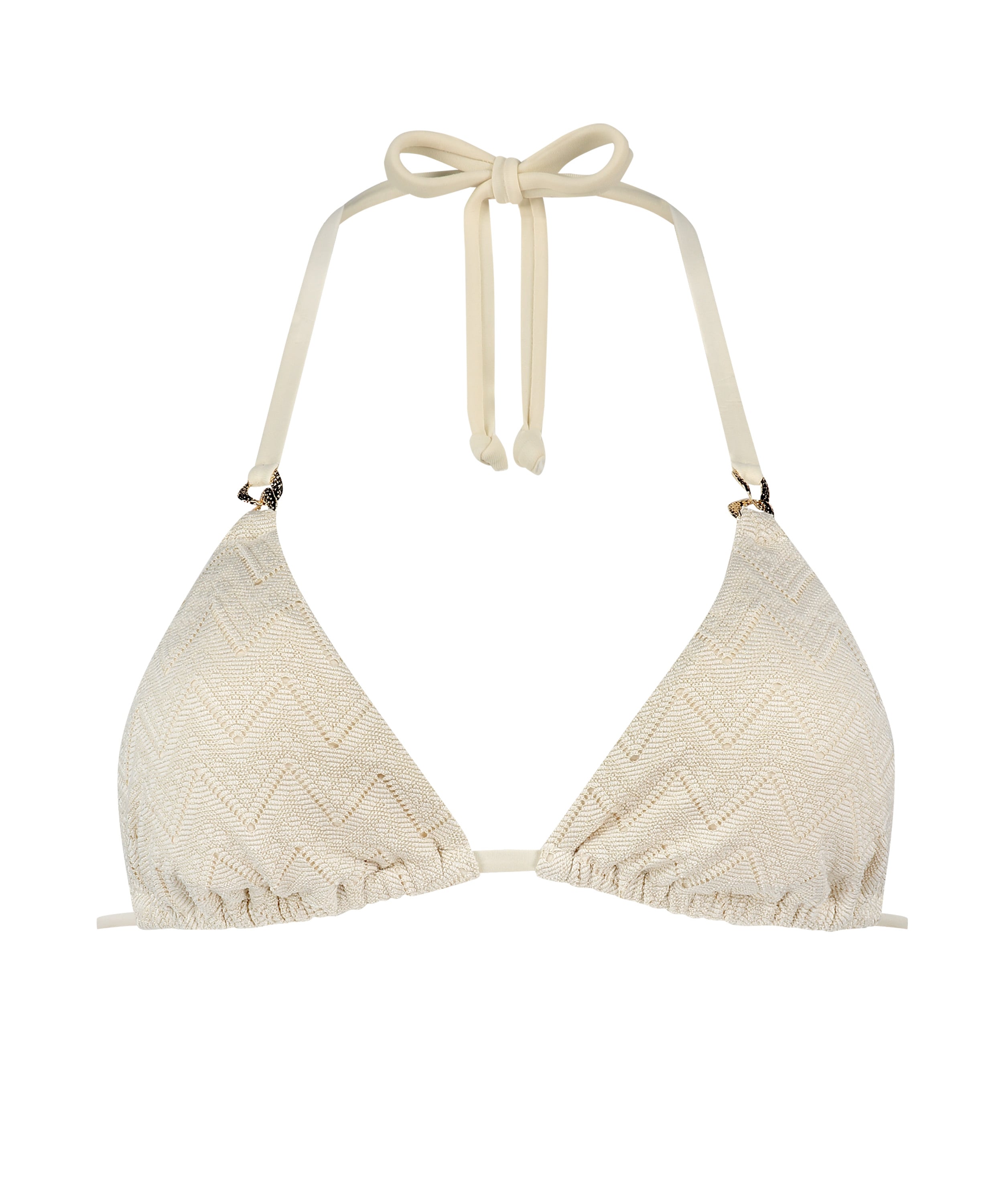 Tr&oacute;jkątna szydełkowa g&oacute;ra od bikini, Biały, main