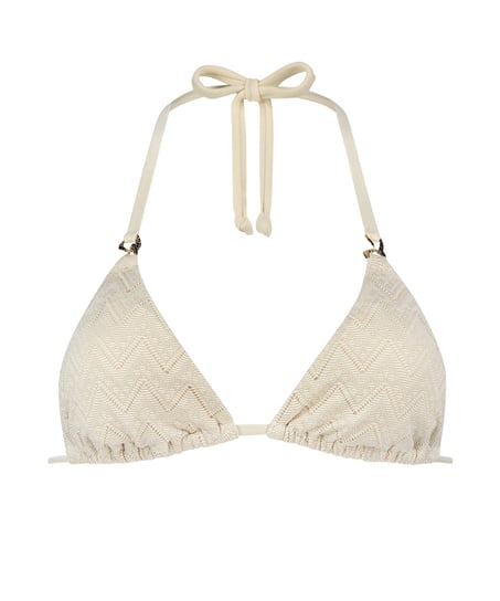 Tr&oacute;jkątna szydełkowa g&oacute;ra od bikini, Biały