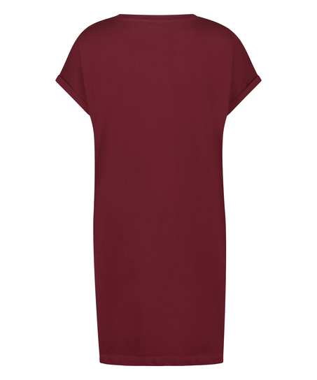 Koszula nocna z okrągłym dekoltem, Czerwony