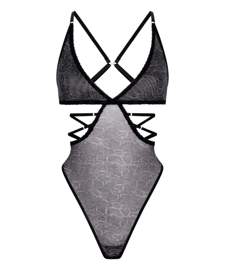 Body Azula z Wycięciami i Nadrukiem Węża, Szary