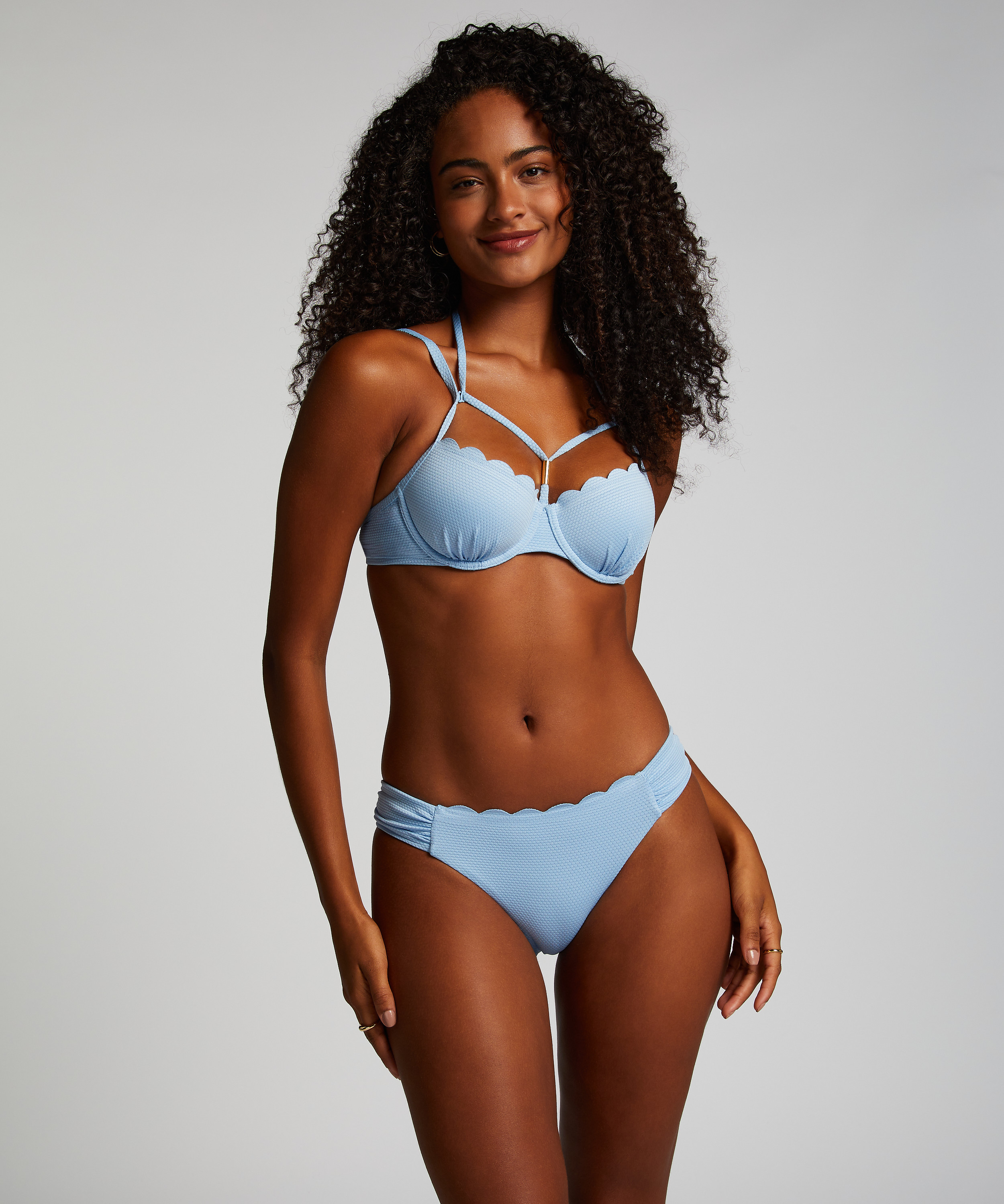 Usztywniany top bikini z fiszbinami Scallop, Niebieski, main