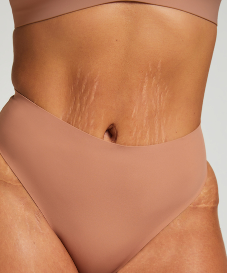 Tanga z wysokim stanem Smooth, Brązowy